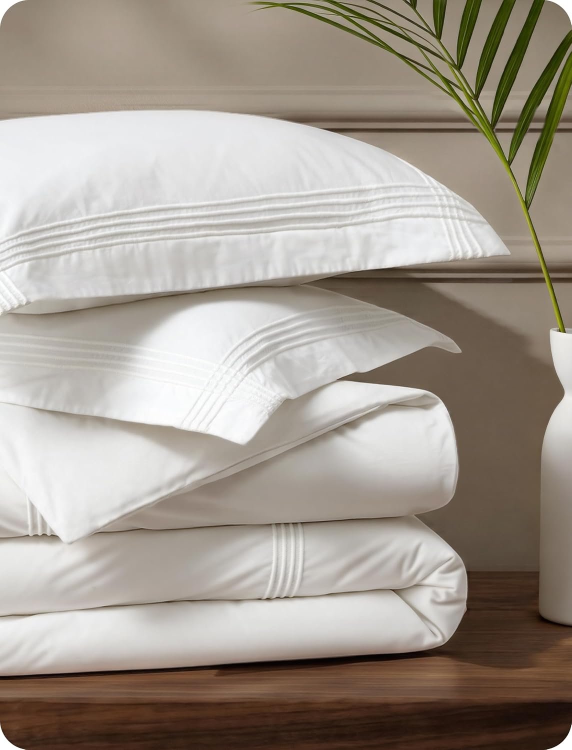 Bedsure 100% Cotton Percale Duvet Cover King, Luxury Hotel Duvet Cover, Rope Weave White Comforter Cover, PureWoven Breathable & Lightweight Bedding Set for All Season, 3 Pieces, 104″x90″