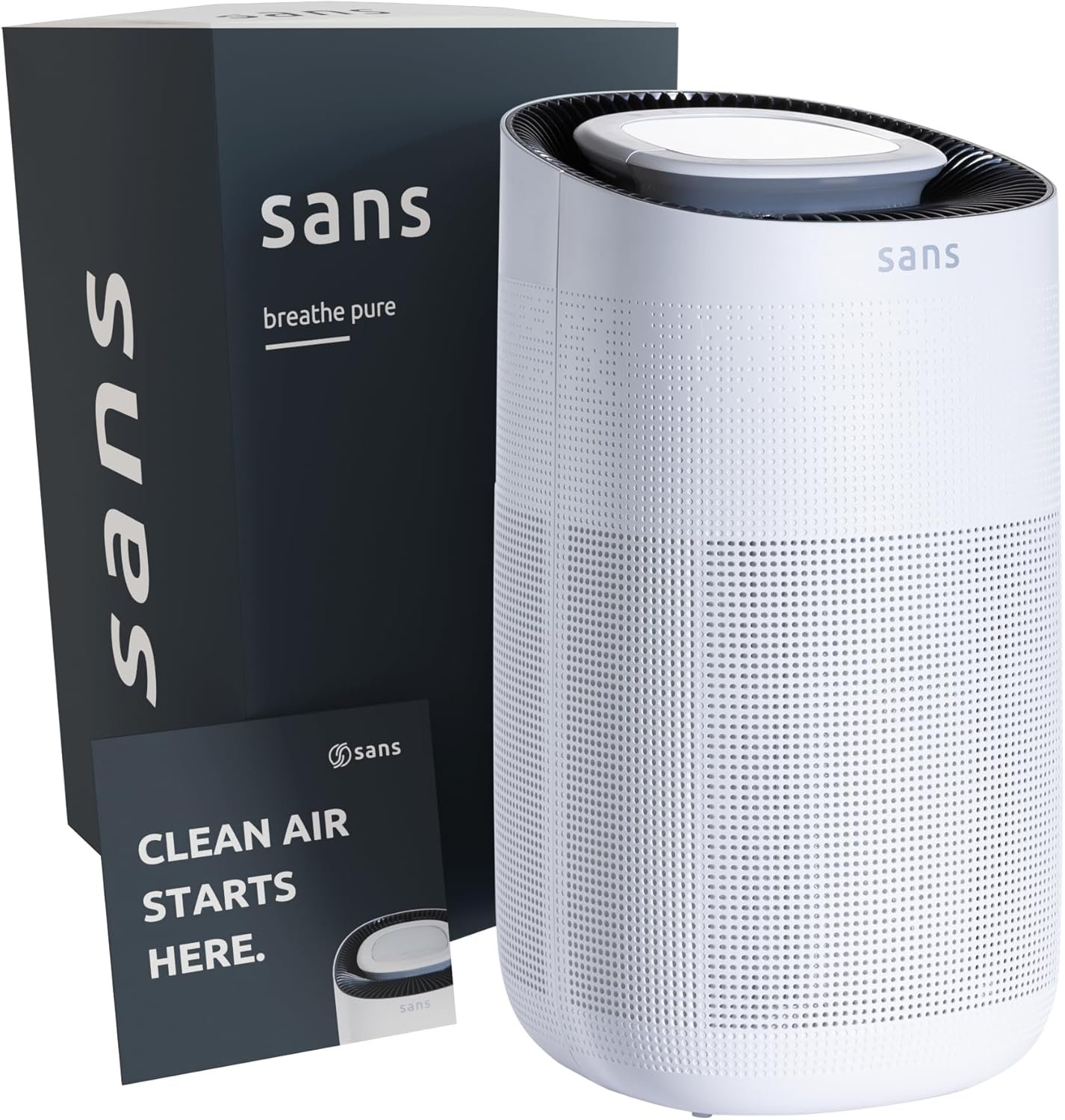 Sans True HEPA Air Purifier for Extra Large Rooms (1,854 sq ft) | UV-C Light Layer & Carbon Odor Absorption | Quiet 35dB Auto-Mode, Captures Smoke, Dust & Allergens (White)