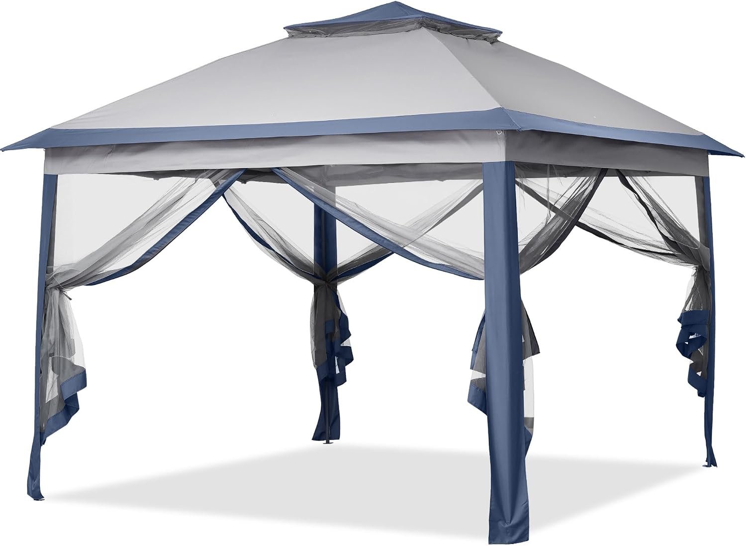 GDY 11×11 Pop Up Canopy Tent, Outdoor Canopy with Netting, Outdoor Gazebo for Backyard, Tent with Handbag, Blue.