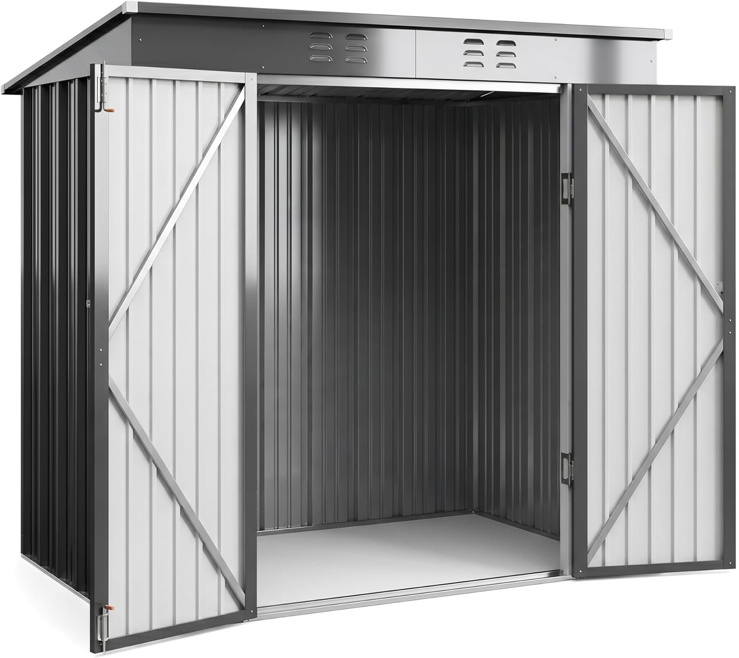 Outdoor Storage Shed with Lockable Doors, Galvanized Steel Garden Shed, Rust-Resistant Waterproof Metal Tool Storage for Backyard, Patio Lawn – Multiple Sizes & Colors Available (Dark Gray, 6X4 FT)
