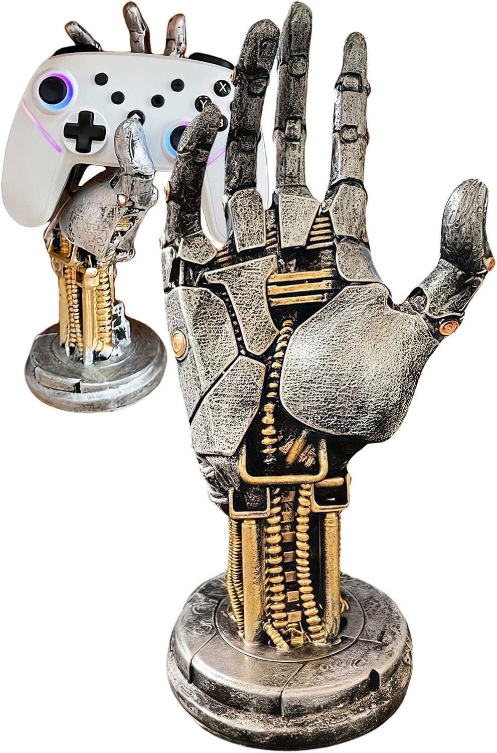 Cyberpunk Silverhand Mechanical Hand Controller Stand, Steampunk Gaming Accessory Holder for PS5, Xbox, PC – Resin Art Desk Decor for Gamers, Modern Home & Gaming Room Decor Unique Gift Idea