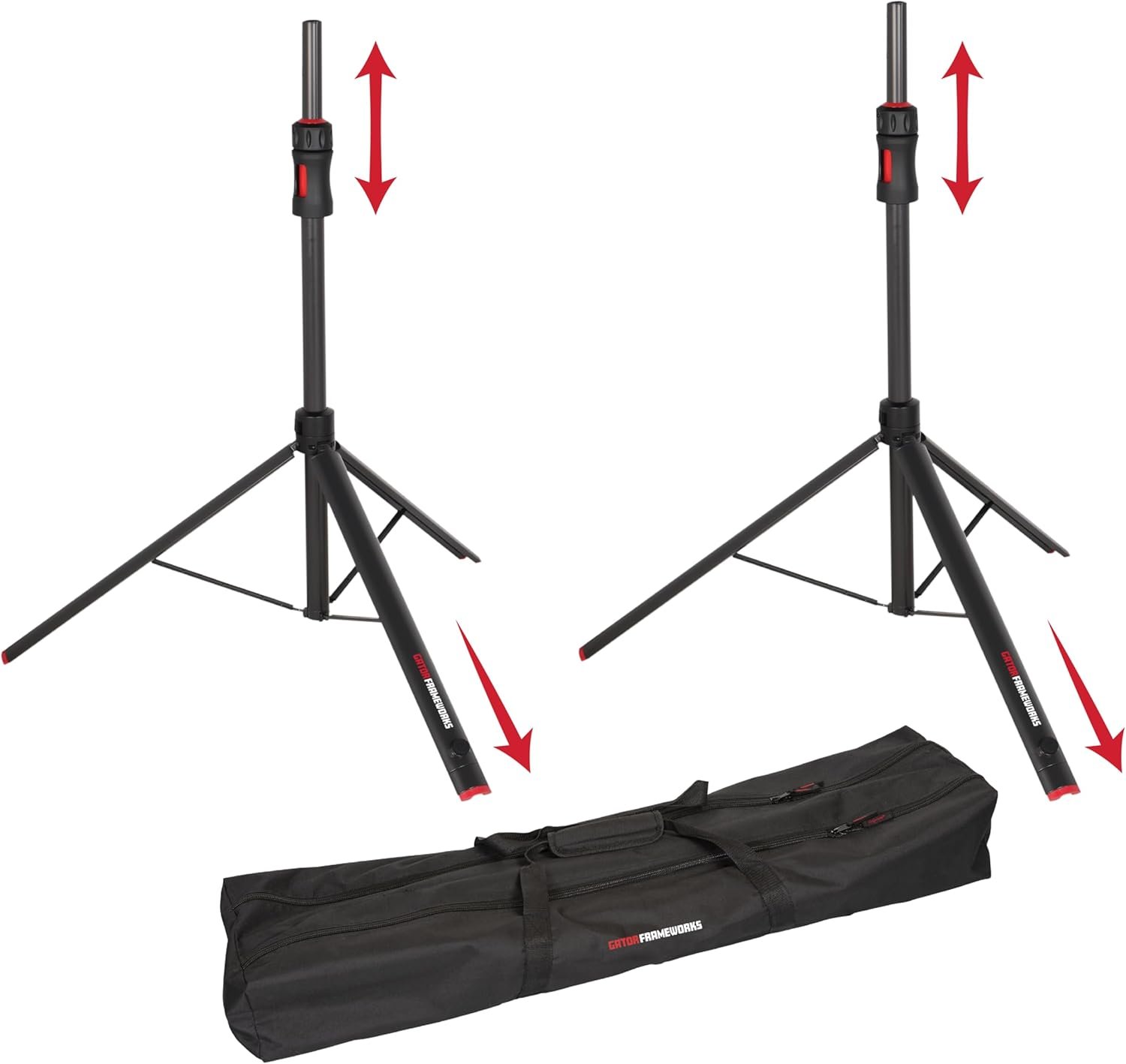 Gator Frameworks ID Series Speaker Stand Set with Padded Nylon Carry Bag, Set of 2 Stands (GFW-ID-SPKRSET)