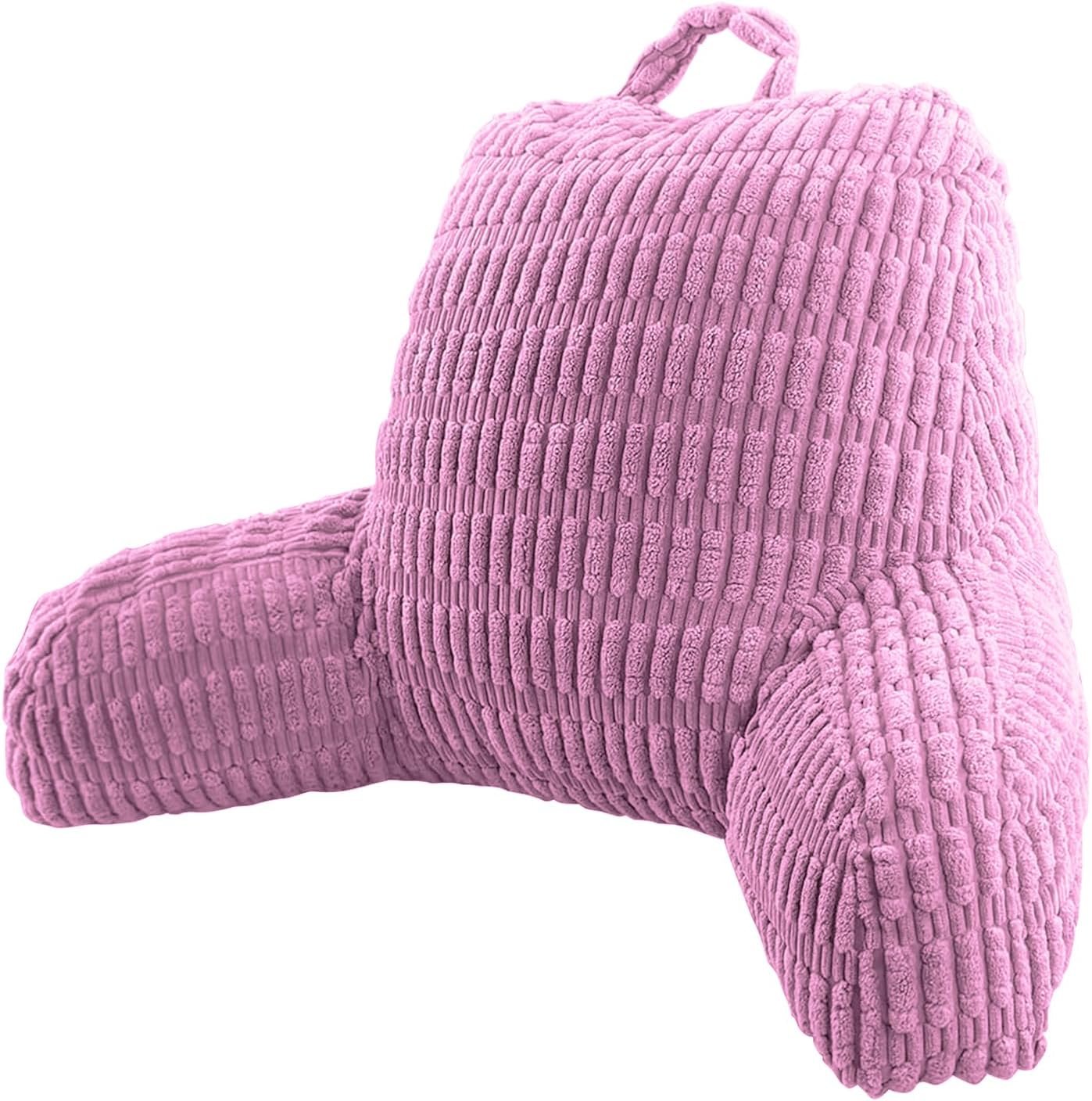 Reading Pillows for Sitting in Bed Adult, Back Rest Pillow for Sitting Up in Bed and Couch, Back Support Chair Pillow Support for Adult Backrest Pillows for Reading (Pale Pink)