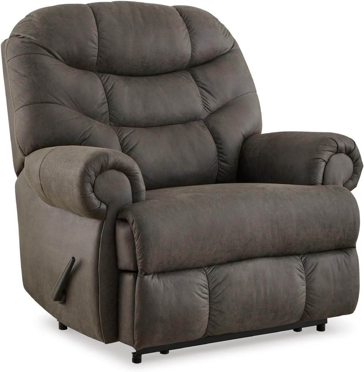 Signature Design by Ashley Camera Time Classic Tufted Faux Leather Zero Wall Recliner, Gray