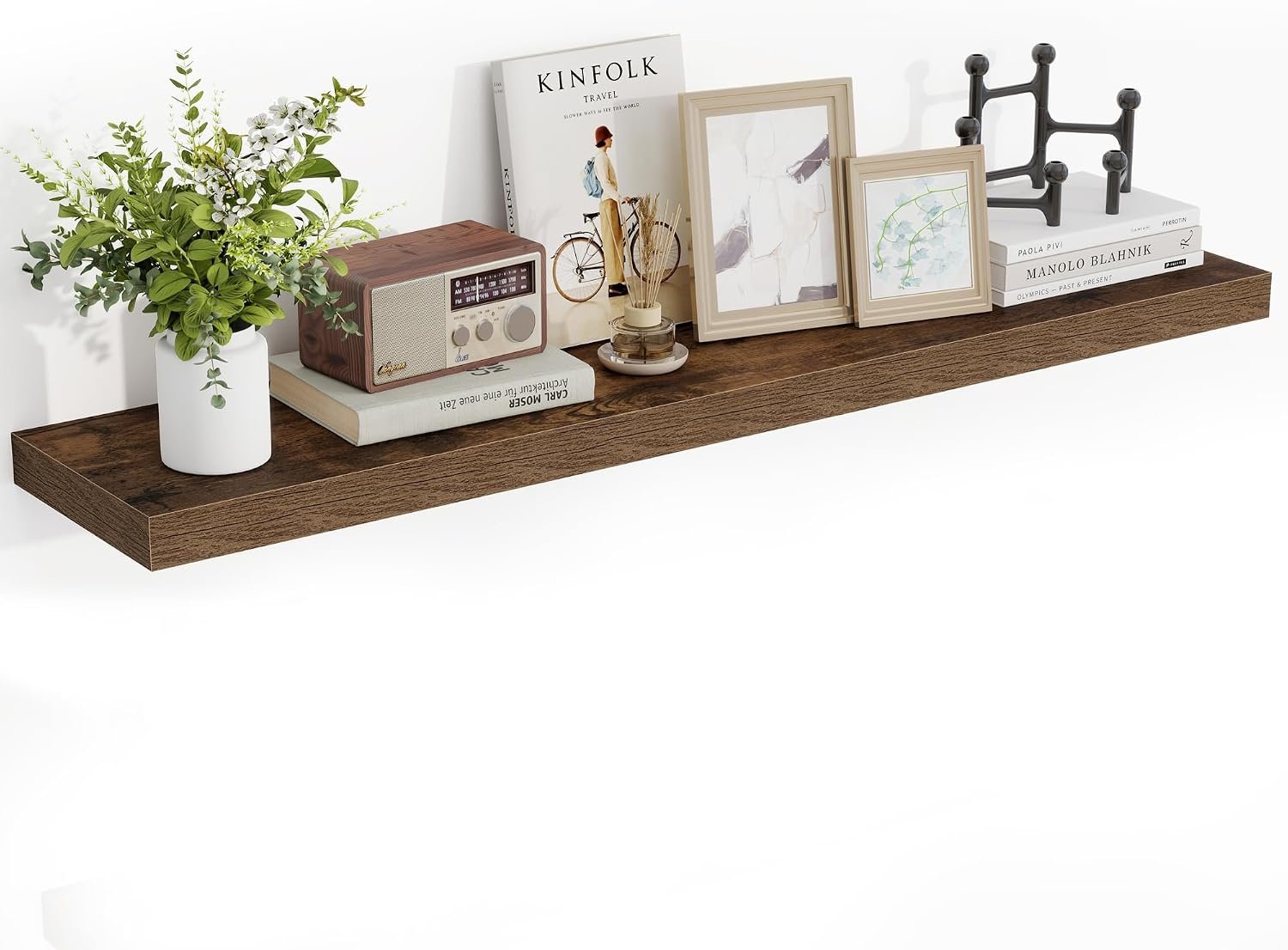 Acovy 48 Inch Floating Shelves, 48″x9.25″x1.5″ Inch Deep Floating Shelves for Wall, Wooden Shelves for Bathroom, Bedroom, Living Room, Brown, 1 Piece