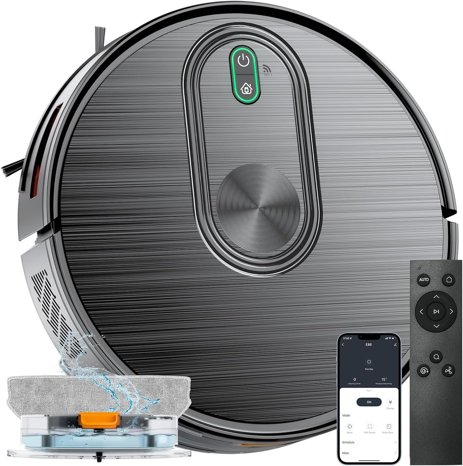 Robot Vacuum and Mop Combo, 6500Pa Strong Suction, 200 Min Runtime, Robotic Vacuum with Gyro Inertial Navigation, App/Wi-Fi/Voice Control, Slim, for Pet Hair, Hard Floor, Carpet