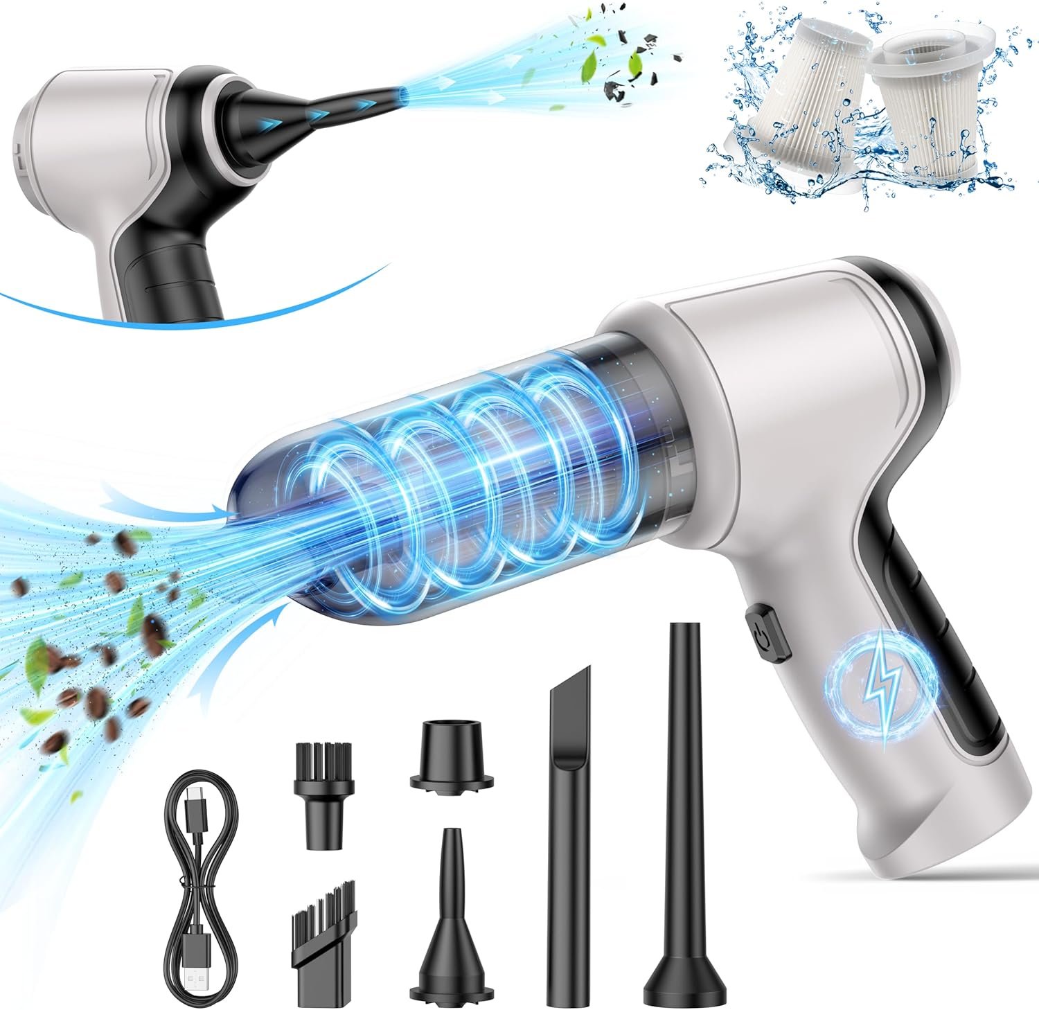 Car Vacuum Cleaner, 15000Pa Handheld Cordless Rechargeable Wet & Dry Vacuum, 120W High Power for Car, Pet, Home, Office Cleaning, Washable HEPA Filter, Multi-Nozzles