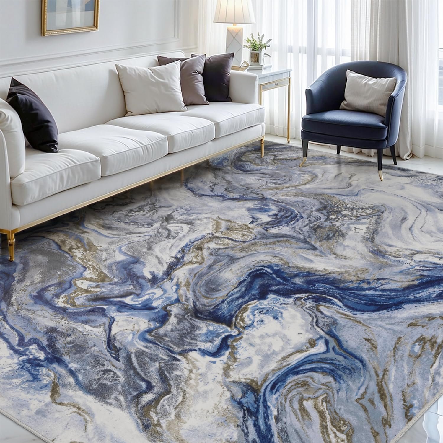 5×7 Area Rugs for Living Room, Modern Abstract Rug for Bedroom, Contemporary Machine Washable Rug, Large Stain Resistant Carpet for Dining Room Playroom Home Office, Pet & Kids Friendly
