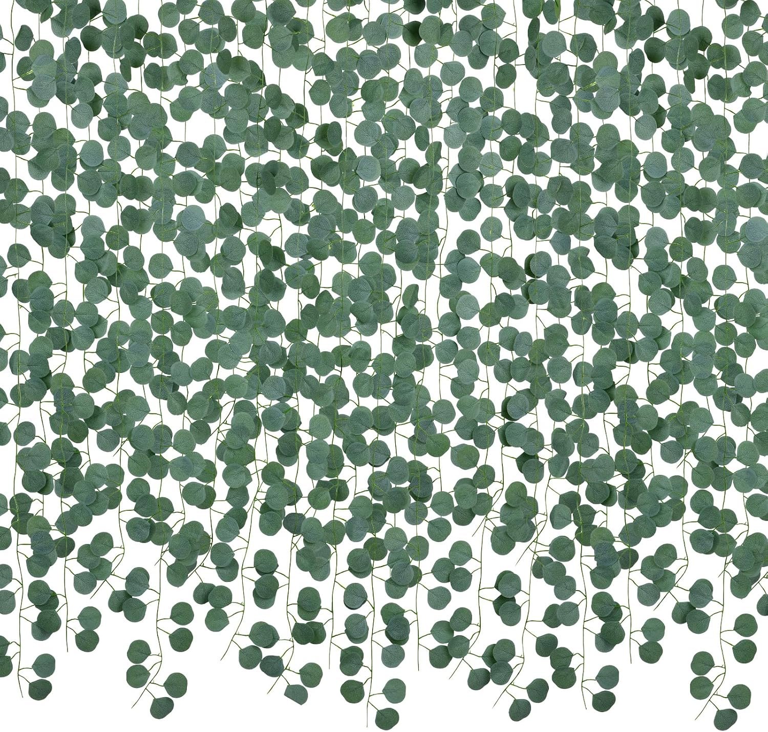 DearHouse 86 Feet 12 Strands Artificial Eucalyptus Leaf Plants Vine Hanging Eucalyptus Garland for Home Kitchen Office Wedding Wall Decor