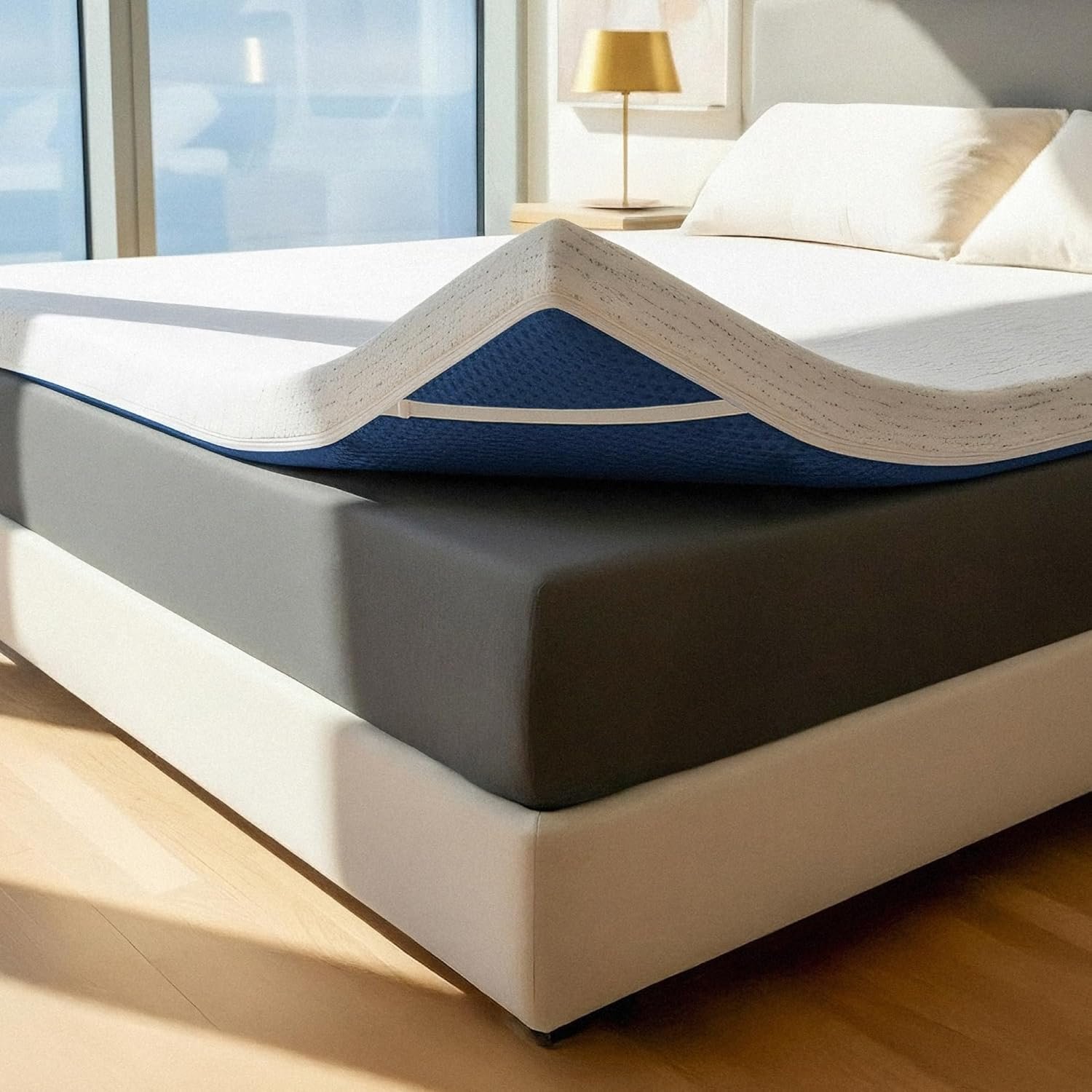 ViscoSoft 3 Inch Memory Foam Mattress Topper Queen – Select High Density Ventilated Mattress Pad – Premium Removable Rayon Cover