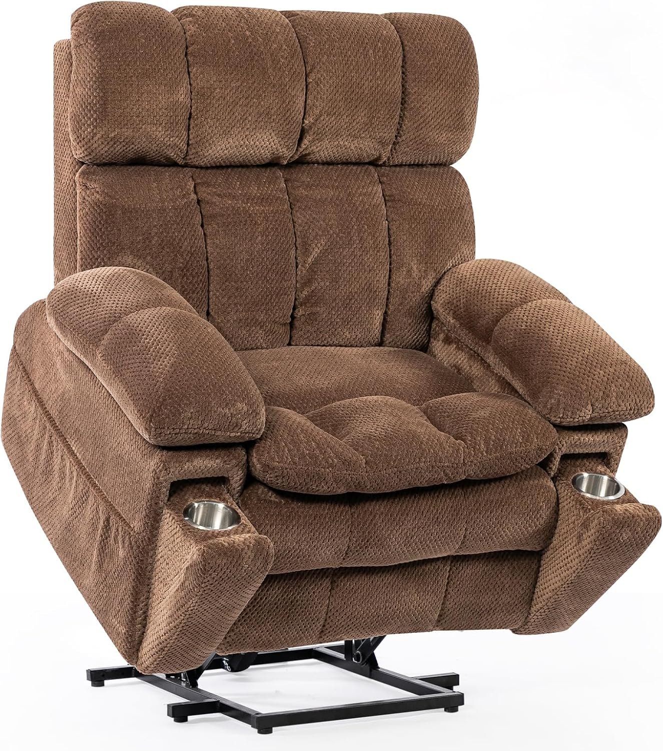 26″ Extra Wide Oversized Power Lift Recliner Chair with Headrest, Dual Motor Lay Flat Recliner for Elderly, Big Man Recliner with Massage&Heat,Cup Holders,Arm Storage,USB &Type C, Zero Gravity