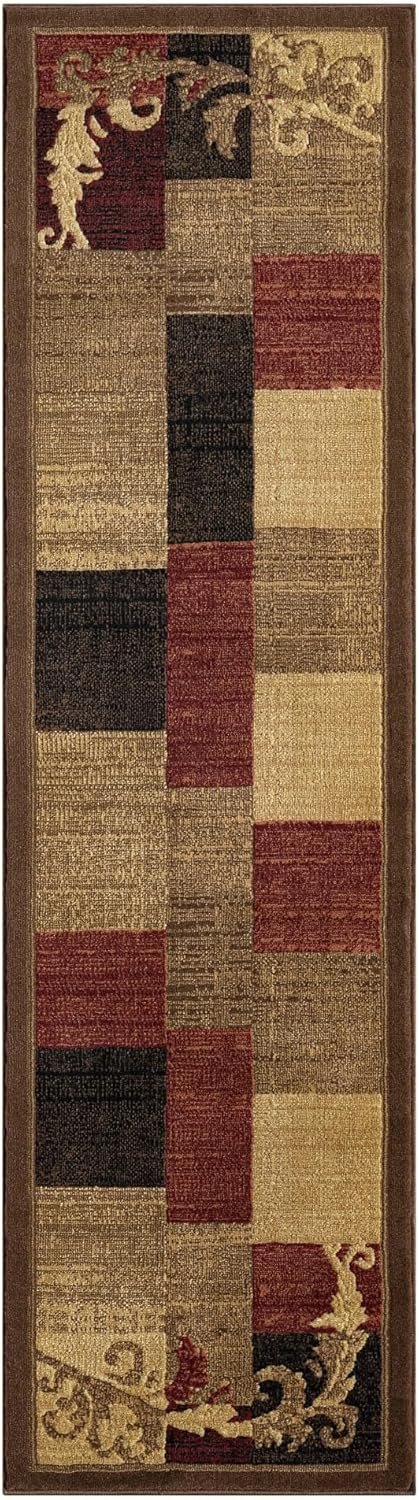 Home Dynamix Catalina Pierre Contemporary Modern Runner Rug 1’9″x7’2″ Geometric Brown Red/Brown