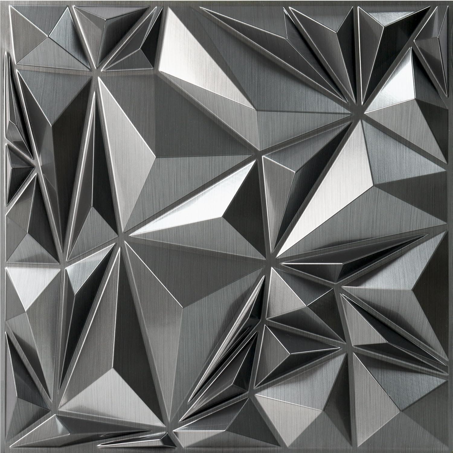 STICKGOO Diamond 3D Wall Panels, Brushed Silver Decorative Wall Covering Panels for Interior Wall Decor, PVC Accent Wall Panels for Living Room Bedroom Game Room