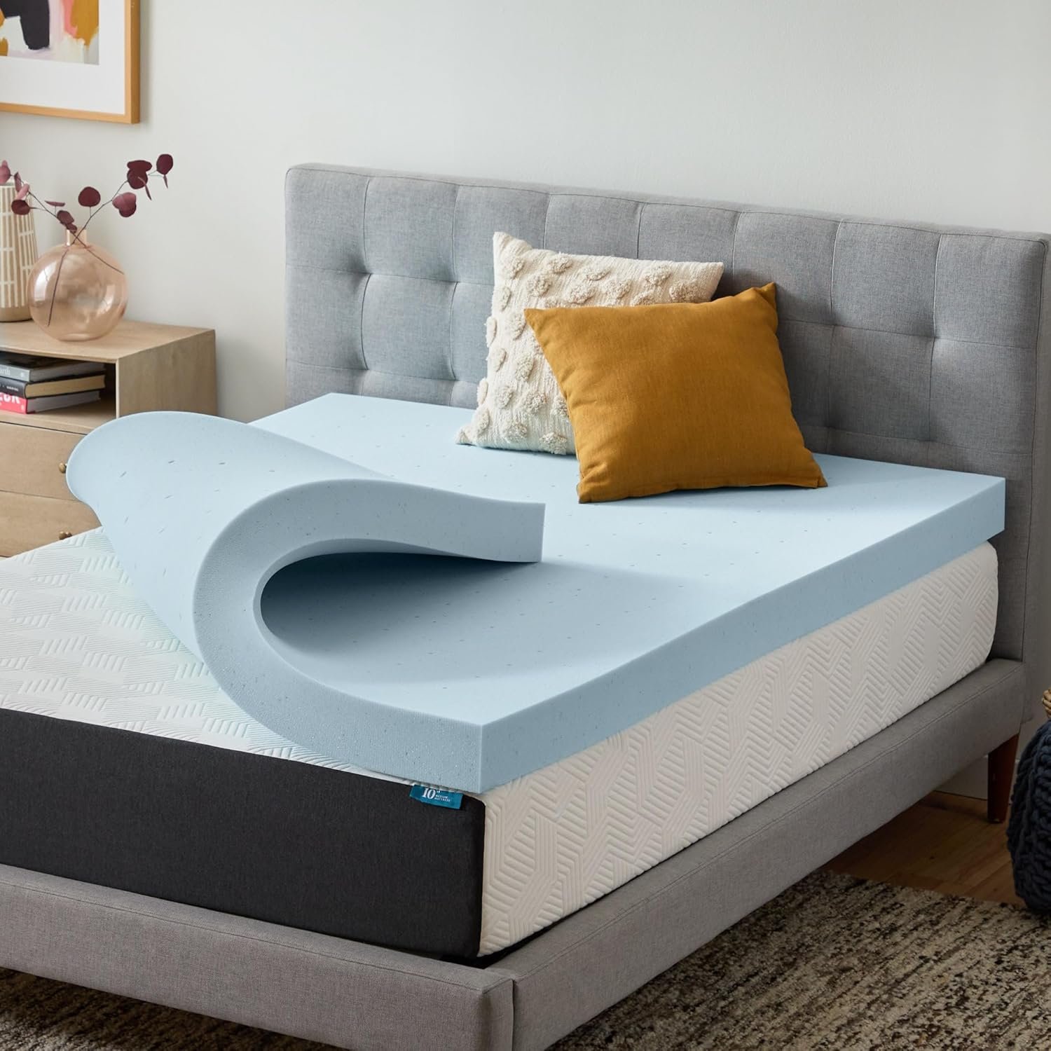 Lucid 4 Inch Memory Foam Mattress Topper, Twin XL Size – Cooling Gel Bed Topper – Preassure-Relieving Ultra Plush Feel – Ventilated Breathable Design – CertiPur Certified – Dorm Room Essentials