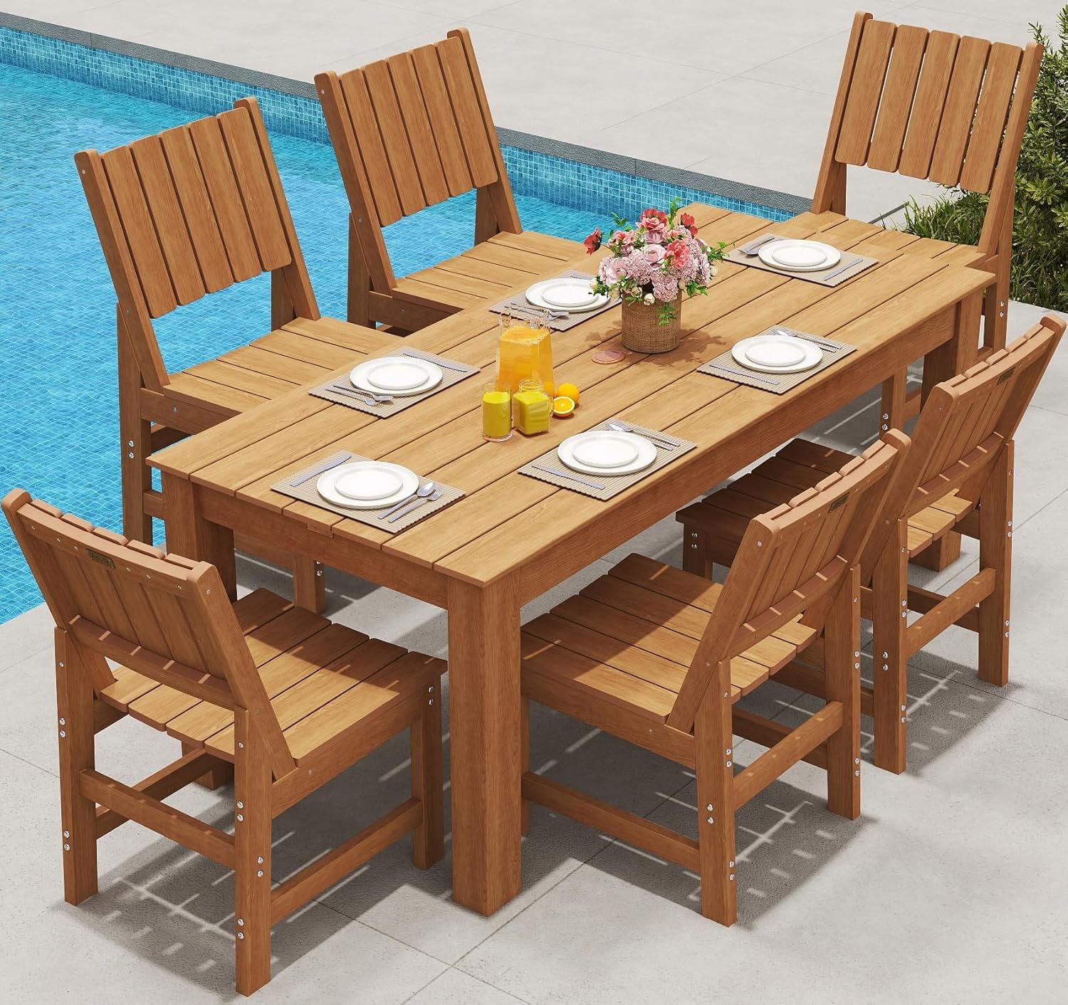 ZHUSI Patio Table and Chairs Set, Outdoor Table and Chairs,HIPS Outdoor Dining Set with Umbrella Hole for Backyard, Poolside