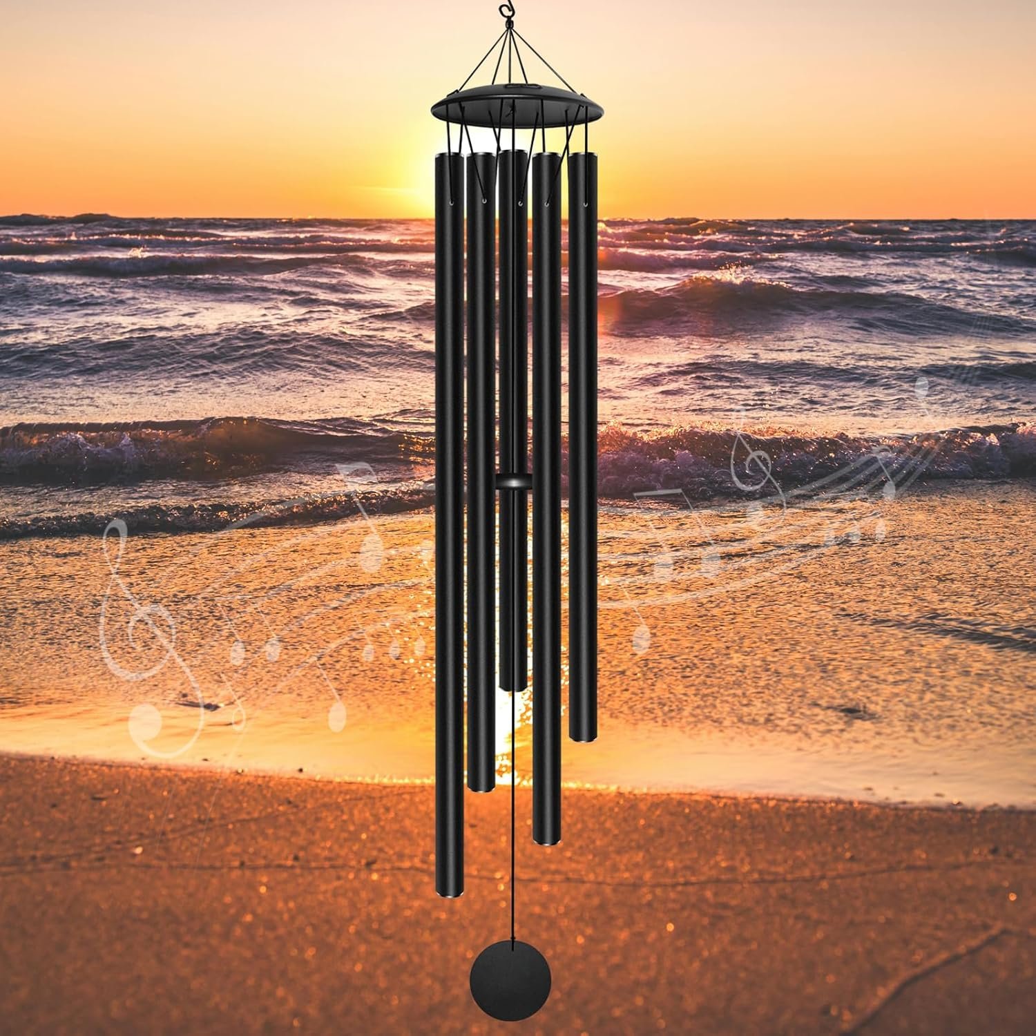 65″ Extra Large Wind Chimes for Outside Deep Tone,Big WindChimes for Outdoor Porch Garden Patio Balcony Decor, Deep Tone Wind Chimes (Black)