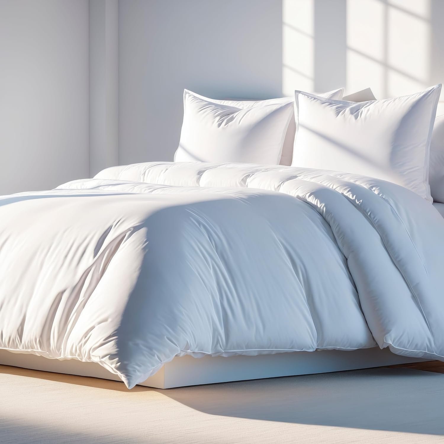 White Classic White Queen Duvet Cover Set, Microfiber Duvet Cover with Zipper, Duvet Cover Set of 1 Down Comforter Cover with 2 Pillow Shams, Luxury Comforter Cover Queen Size | Comforter Not Included