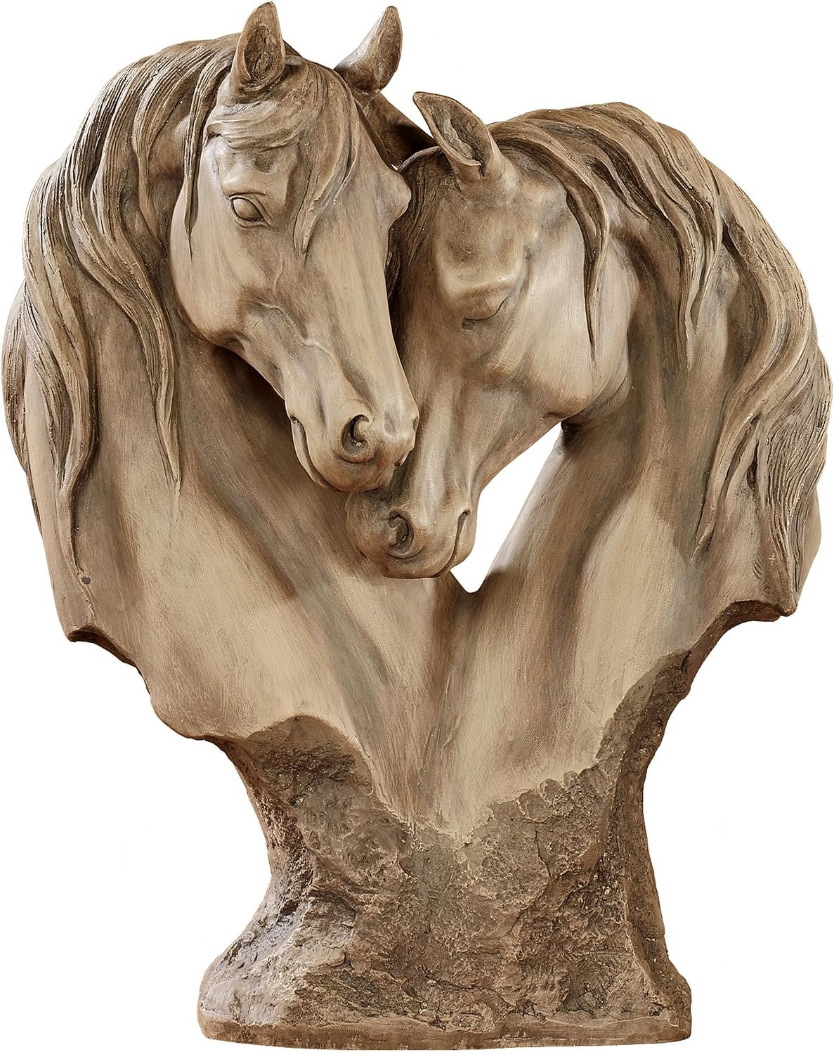 Touch of Class Loving Horses Table Sculpture Tan – Light Brown – Made of Resin – Display Decor for Horse Lovers Bedroom, Living Room – Animal Head Bust Statues – Nuzzling Equine – Heart Shaped