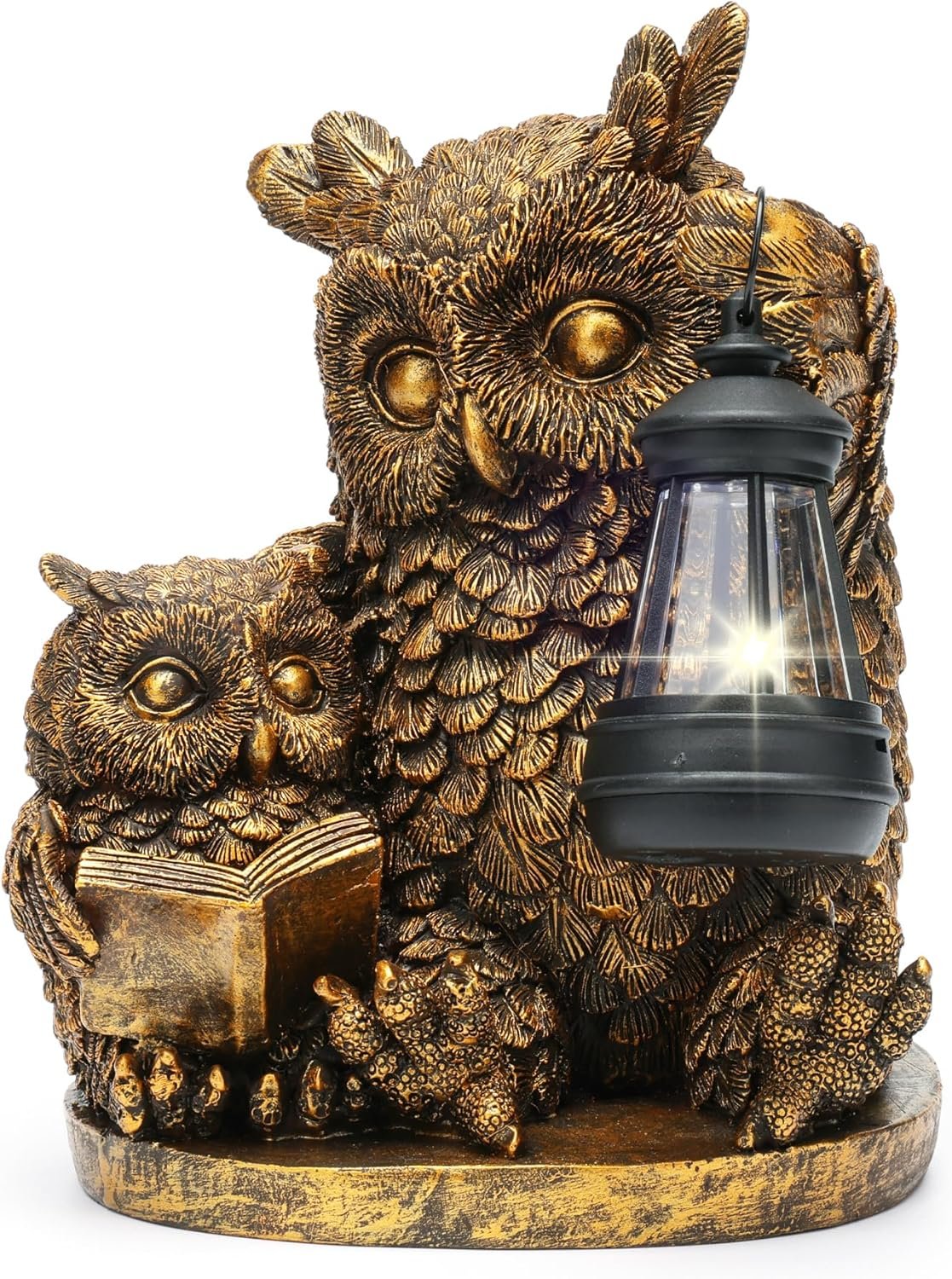 Owl Solar Powered Outdoor Garden Statue, Resin Statue with Solar Light Lantern, Decorative Lawn, Yard Outdoor Owl Decoration. Unique Home Decoration, Gifts for Women Mom,on Mother’s Day