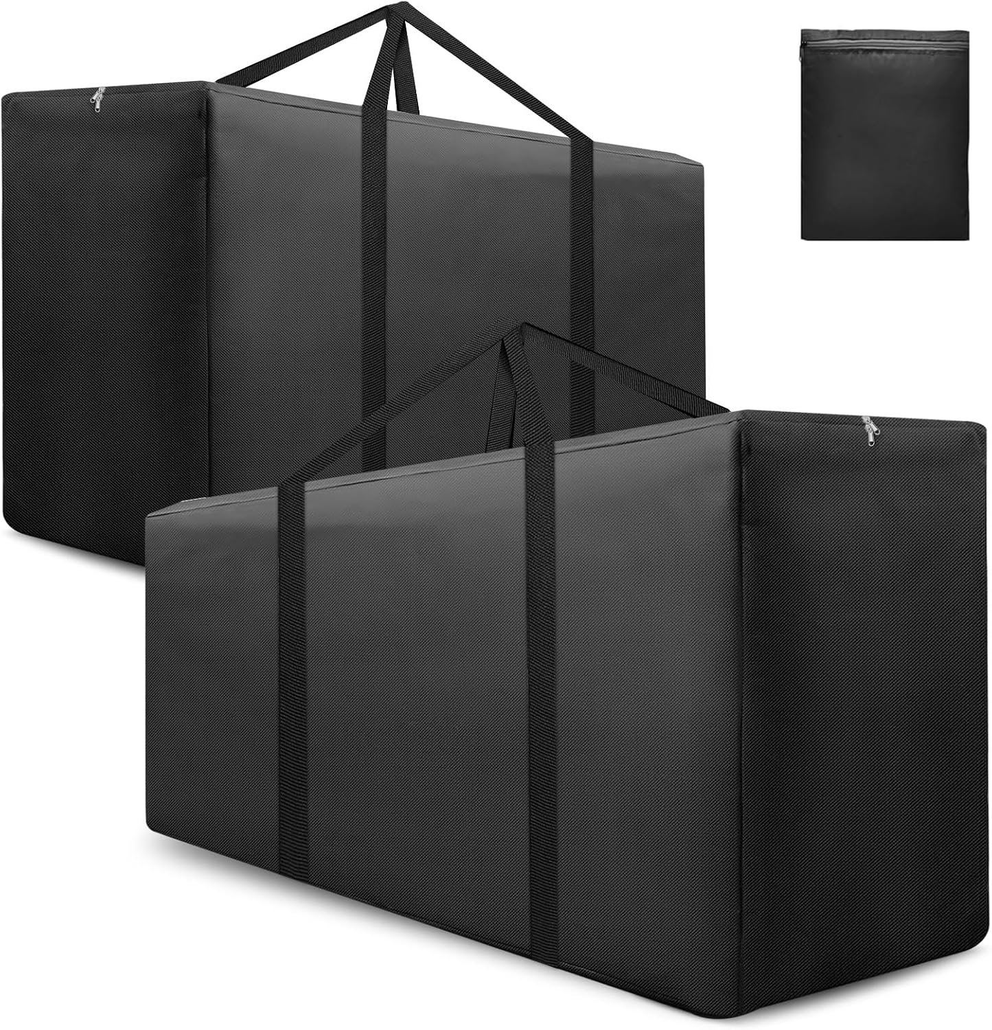 177 Gallon Outdoor Cushion Storage Bag, Extra Large Waterproof Patio Furniture Cushion Storage Cover with Handle and Protective Zipper for Garden & Home Storage, 68″L x 30″W x 20″H, (2 Pack, Black)