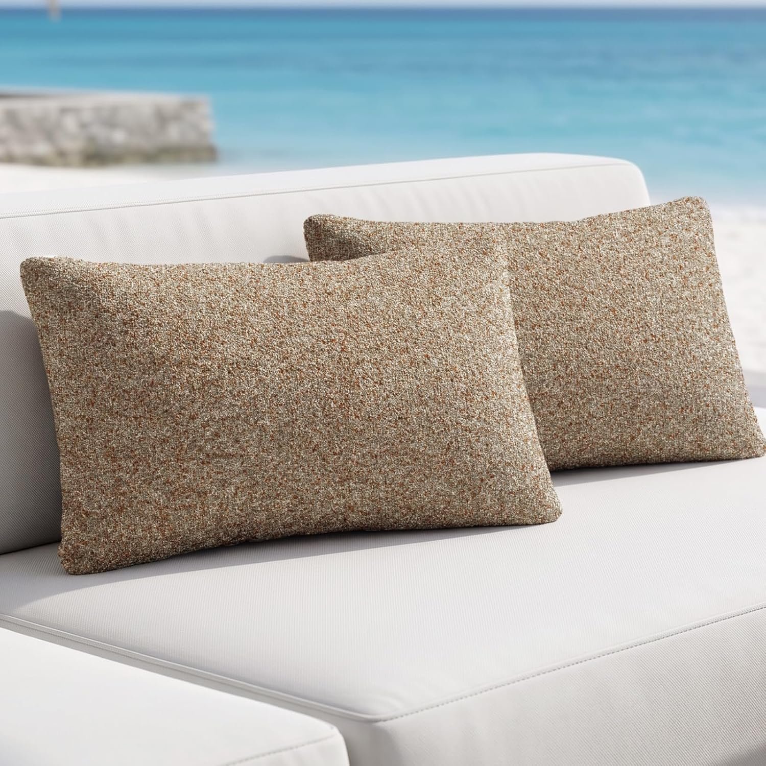 Outdoor Lumbar Pillow Set of 2 with Inserts, Outdoor Throw Pillow Water Resistant for Patio Furniture, 12×20 Inch Outdoor Pillows with Removable Zipper Cover