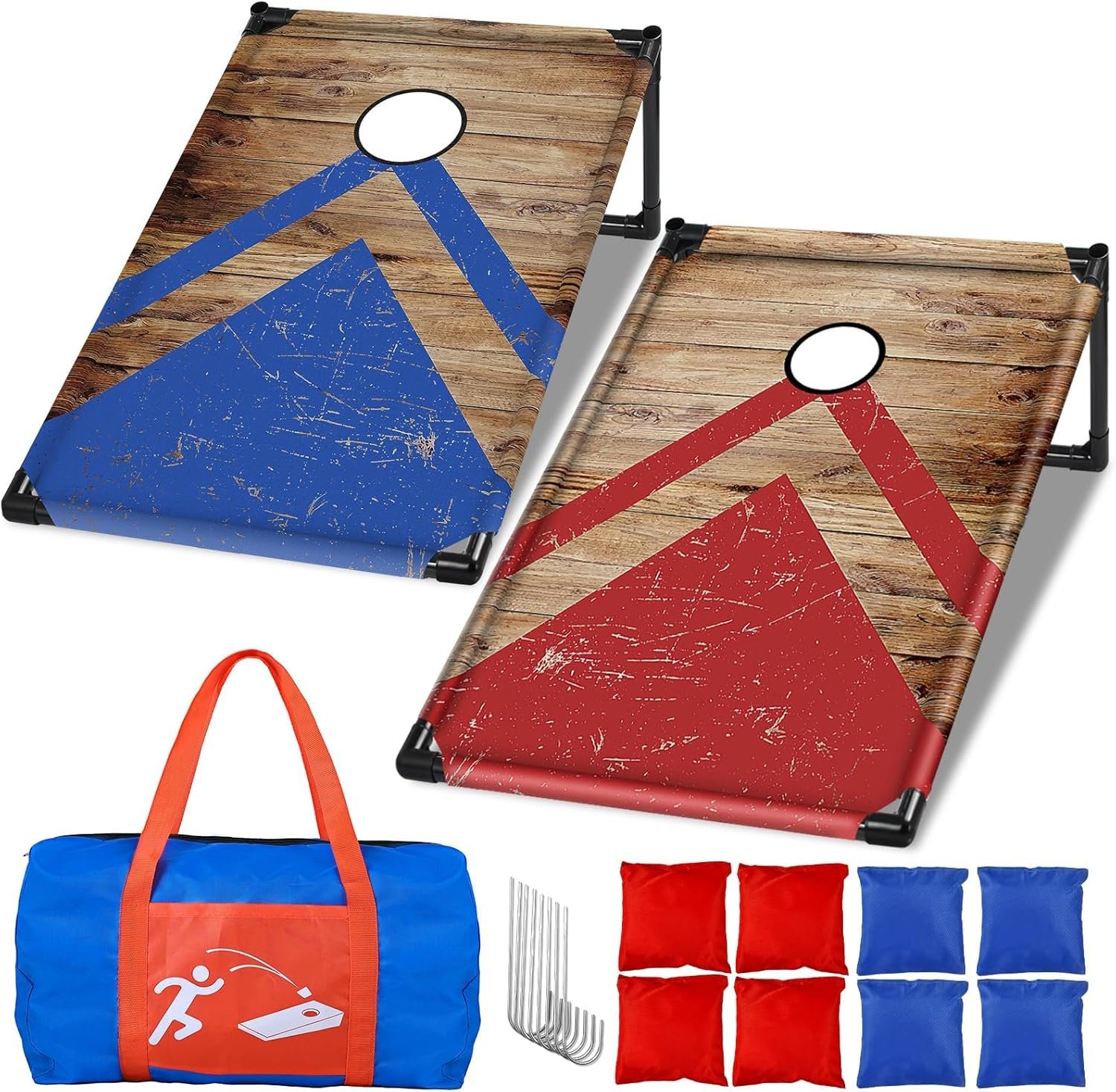 NZQXJXZ 3×2 ft Cornhole Board Set with 8 Bean Bags and Carrying Bag, Outdoor Toss Game Set for Kids and Adults, Portable Corn Hole Sets for Beach Lawn Backyard