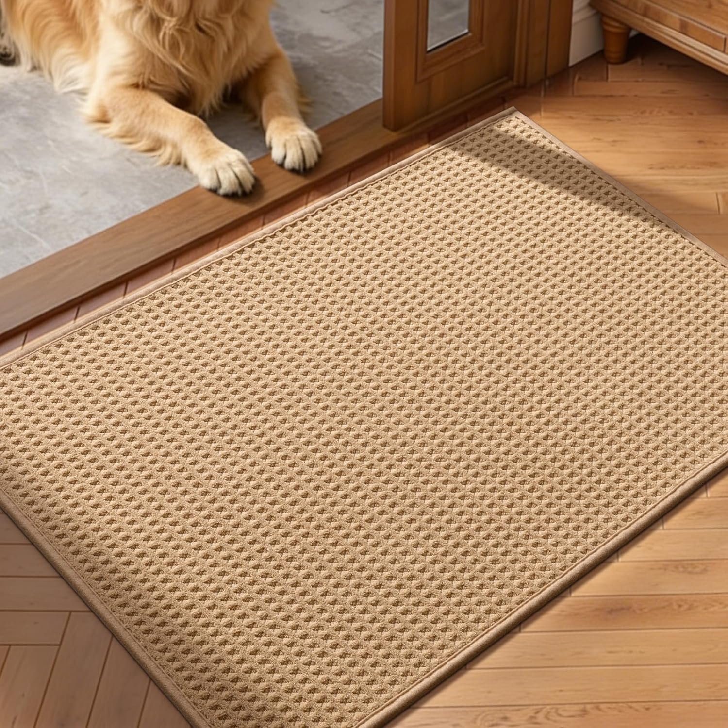 YIHOUSE Indoor Door Mat 24″ x 36″, Non-Slip Washable Entryway Mat, Dirt Trapper Absorbent Entrance Mat, Low Profile Floor Mat for Front/Back Door, Entryway, Khaki