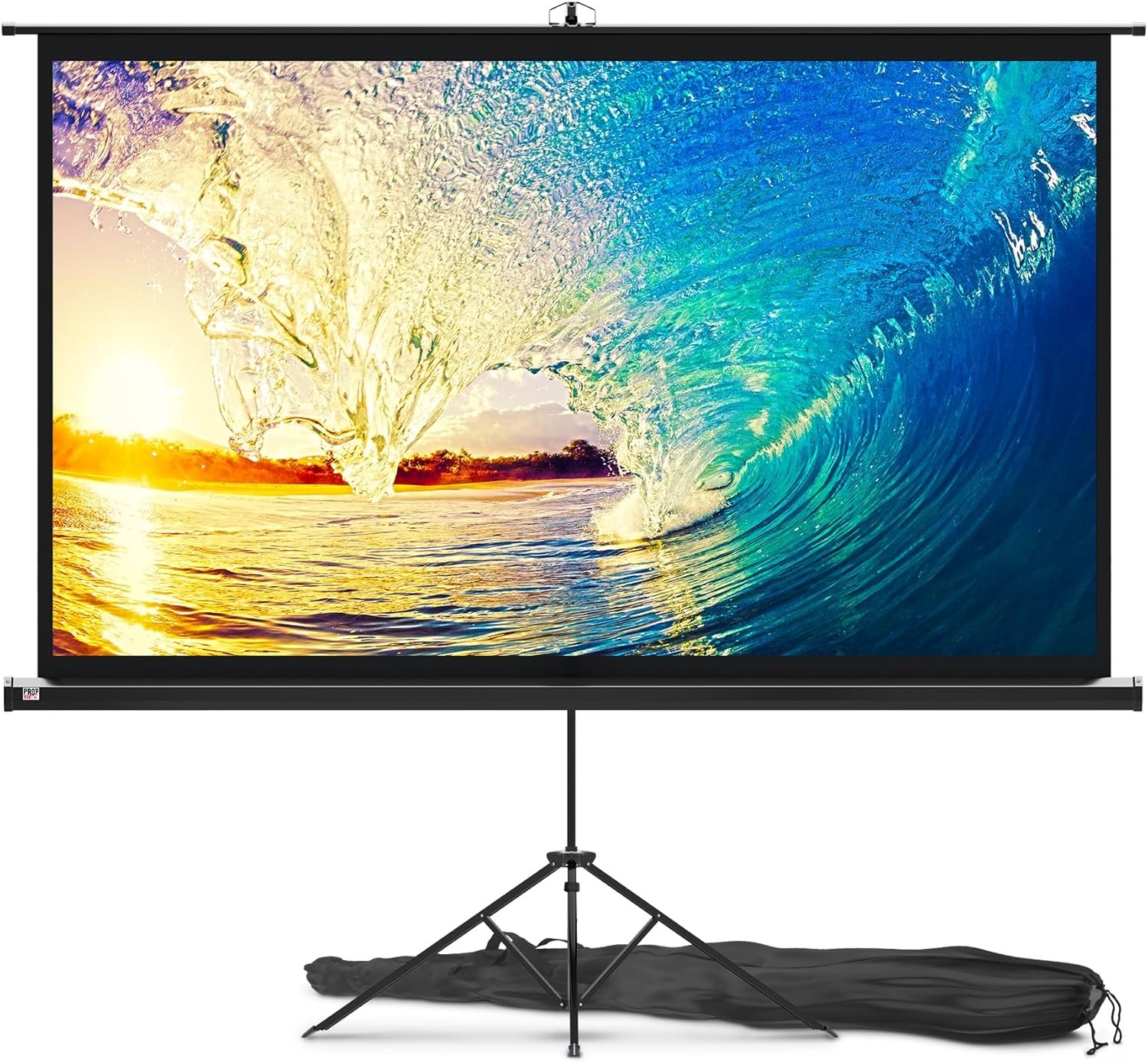 PropVue Projector Screen with Stand 84″ – Indoor & Outdoor Projection Screen for Movie or Office Presentation – 16:9 HD Premium Wrinkle-Free Tripod Screen for Projector with Carry Bag & Tight Strap