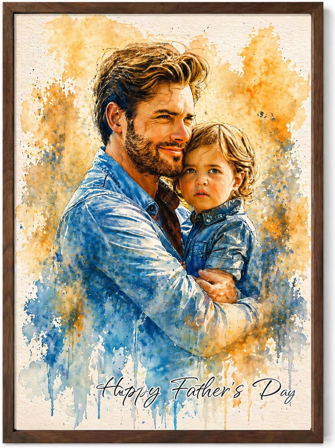 Noni Personalized Family Portrait Wall Art, Custom Watercolor Portrait From Photo, Personalized Family Art, Father’s Day, Birhtday Gifts, Custom Dad – Grandpa Photo Gifts, Canvas For Daddy, Papa 1