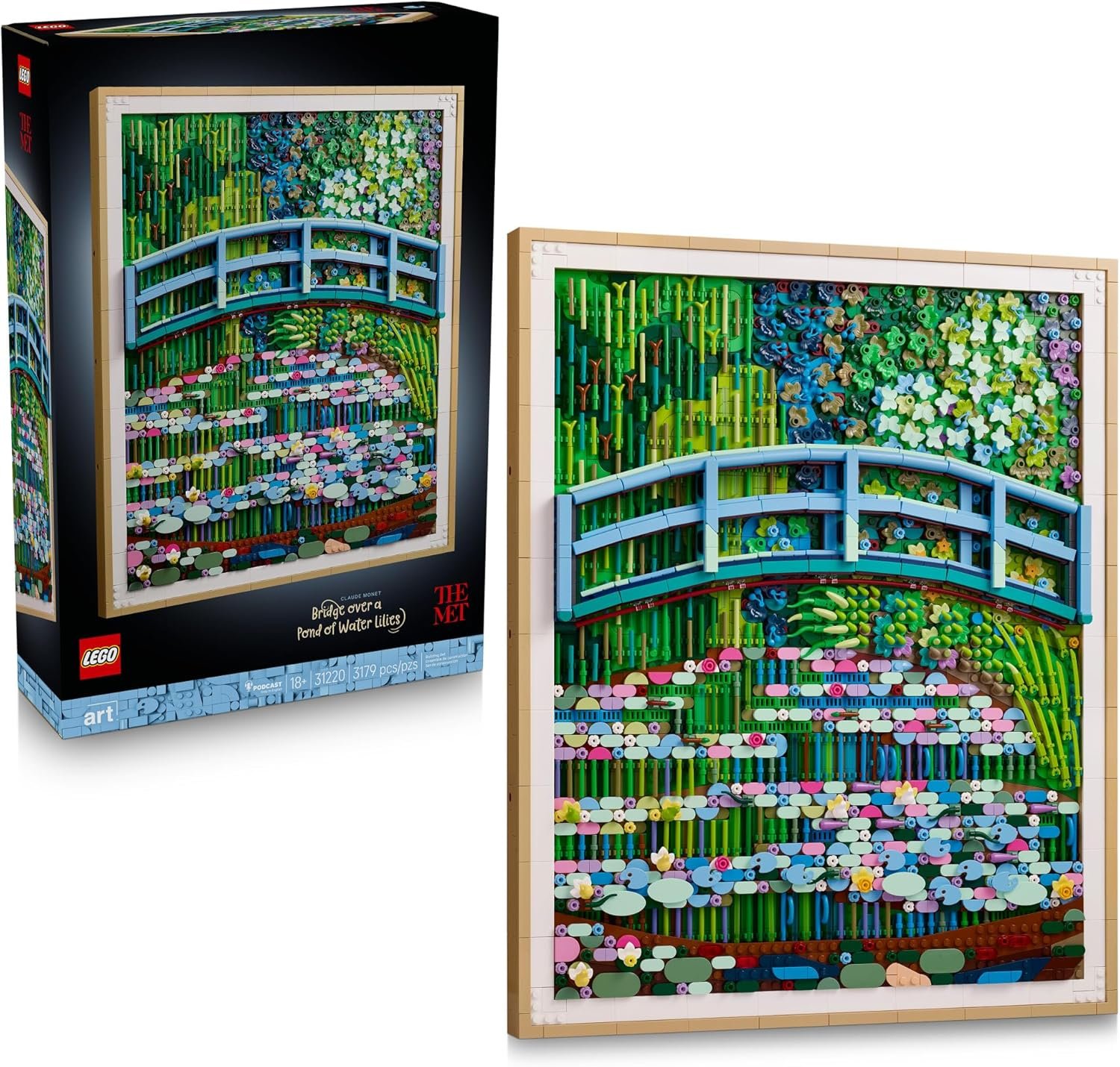 LEGO Art Claude Monet – Bridge Over a Pond of Water Lilies – Building Sets for Adults, Ages 18+ – Wall Decor for Living Room or Home Office – Gift for Women & Men – 31220