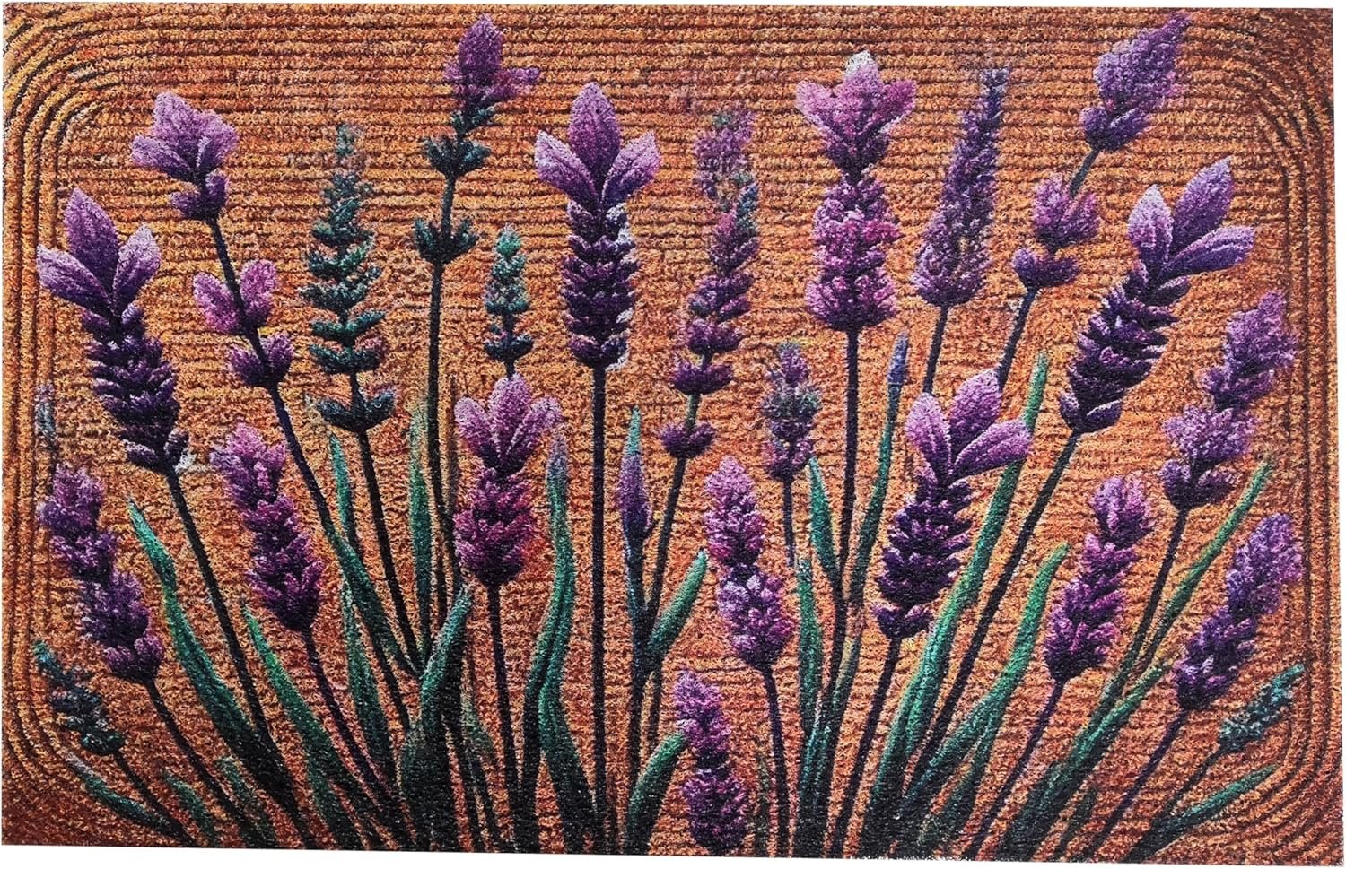 Floral Front Door Welcome Mat, Aesthetic Cute Flower Doormat, Non-Slip Outdoor Entryway Rug,19”x 31″ (12.Lavender Leaf)