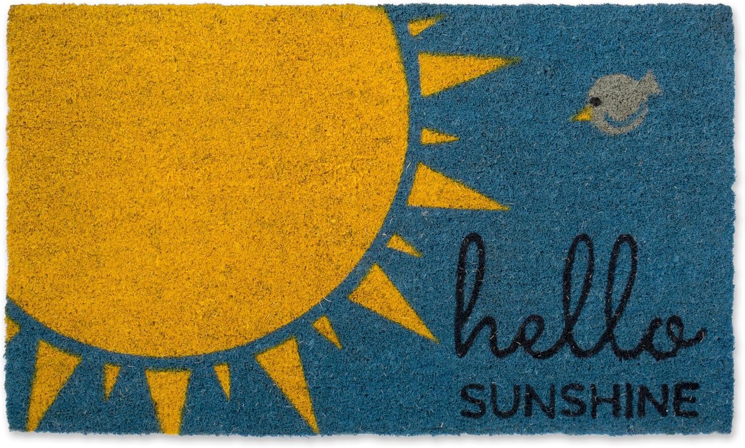 DII Natural Coir Doormat, Decorative Hello Mat, 17×29, Hello Sunshine, Blue