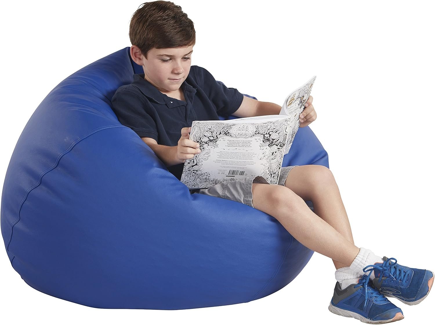 FDP SoftScape Classic 35″ Standard Bean Bag Chair, Furniture for Kids, Perfect for Reading, Playing Video Games or Relaxing, Alternative Seating for Classrooms, Daycares, Libraries or Home – Blue