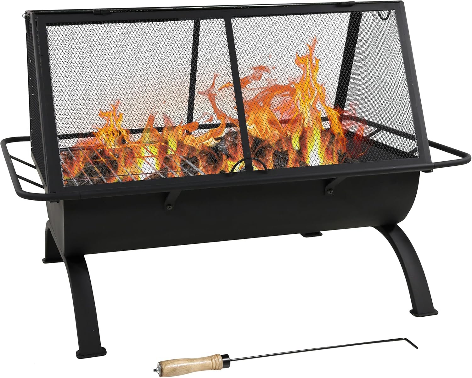 Sunnydaze 36-Inch Northland Steel Outdoor Fire Pit with Grill – Outdoor Fireplace with Cooking Grate, Spark Screen, Cover, and Poker