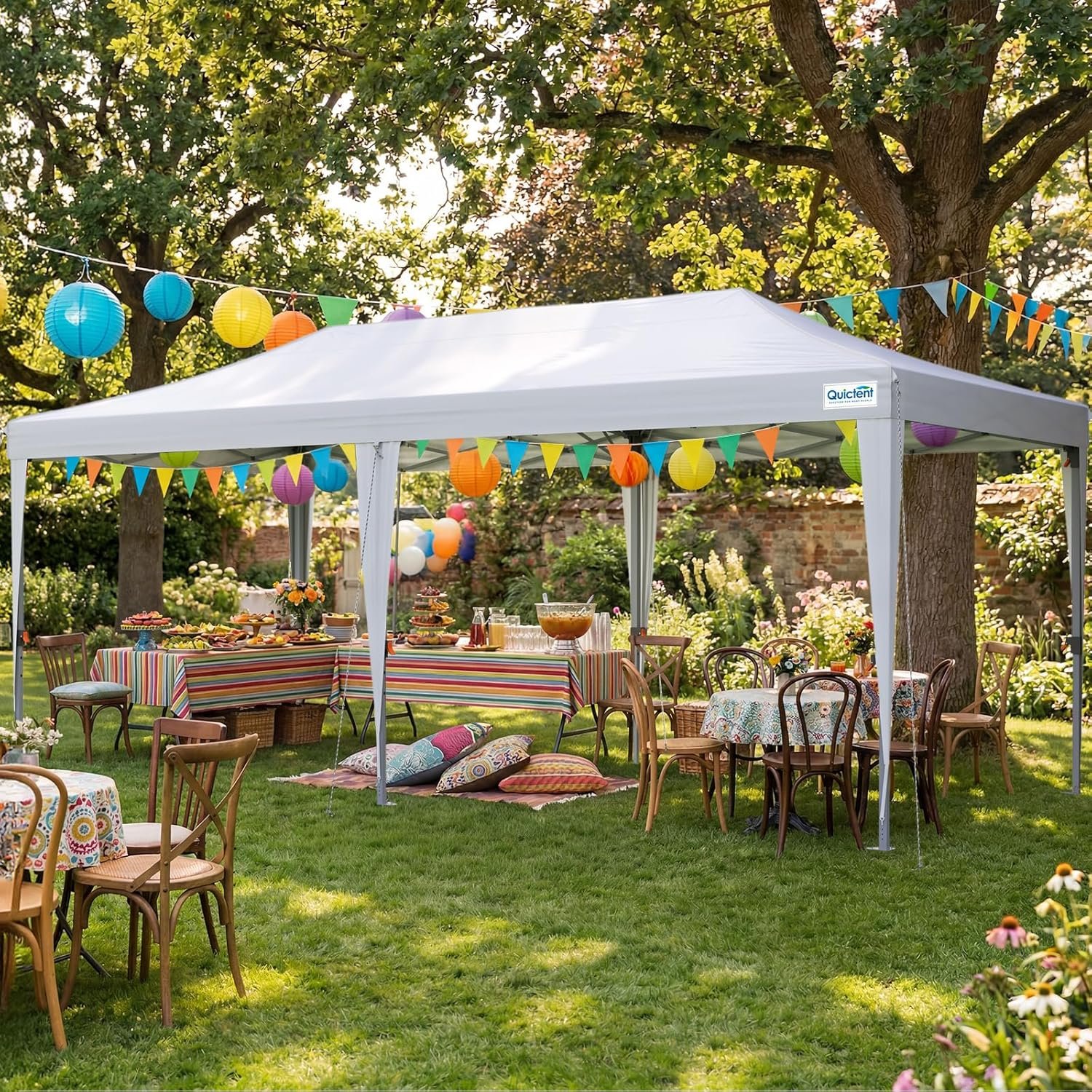 Quictent 10×20 Pop up Canopy Without Sidewalls Easy up Canopy Tent Instant Shelter with Windows for Outdoor Events Parties Weddings Commercials Vendors