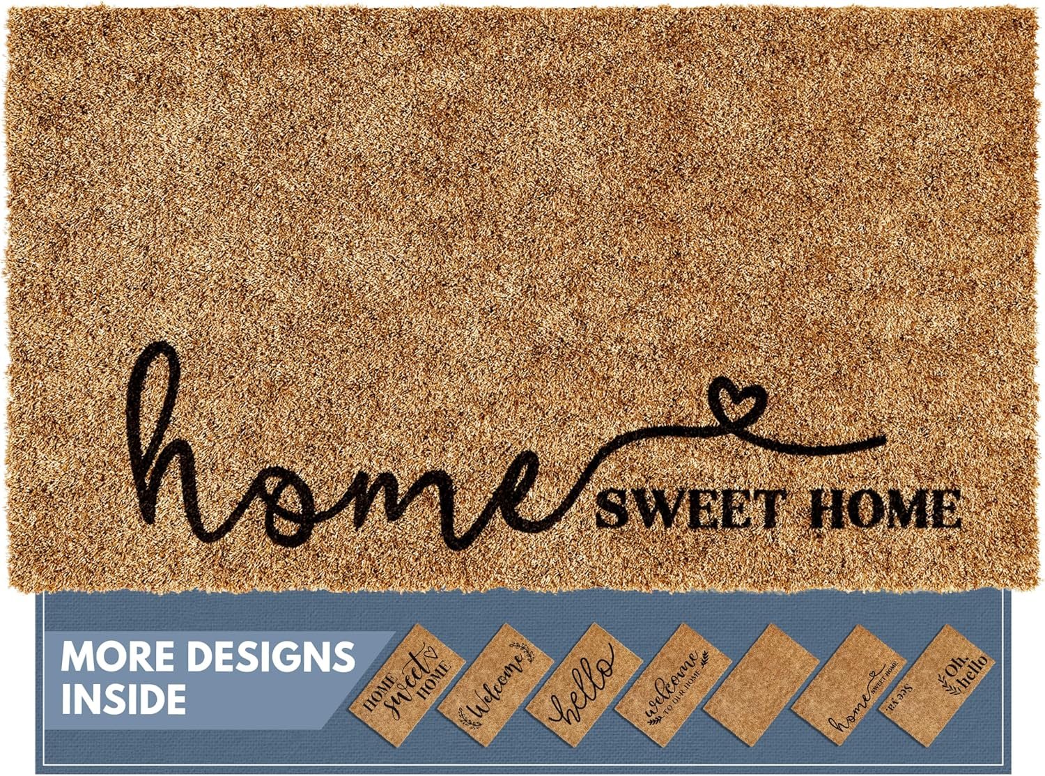 Barnyard Designs Doormat Welcome Mat for Outdoors, Large Front Door Entrance Mat, Brown (Home Sweet Home Script, 30×17)
